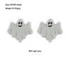 A pair of light gray silicone ghost-shaped beads for jewelry making.