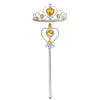 A gold and diamond crown and scepter set for a royal princess dress-up playset