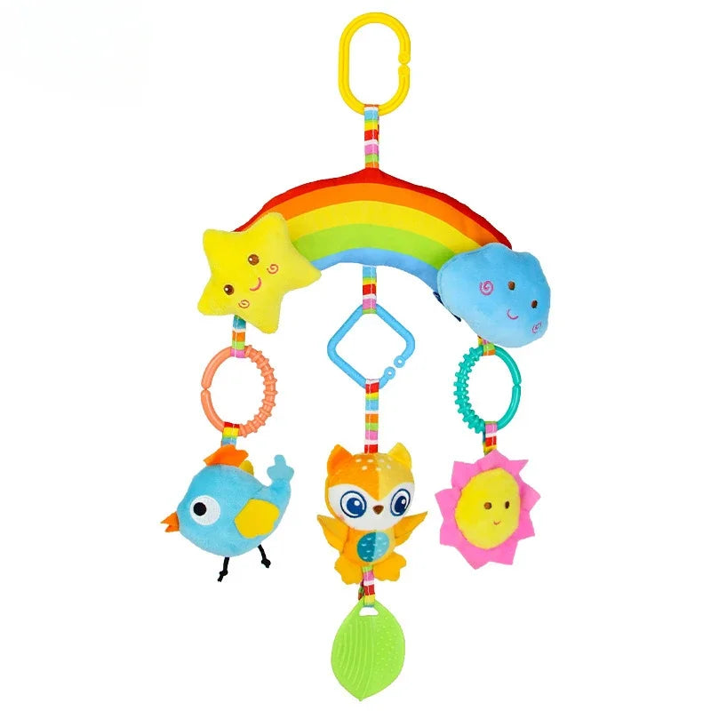 Rainbow Animal Plush Stroller Toy for Babies 0-3 Years