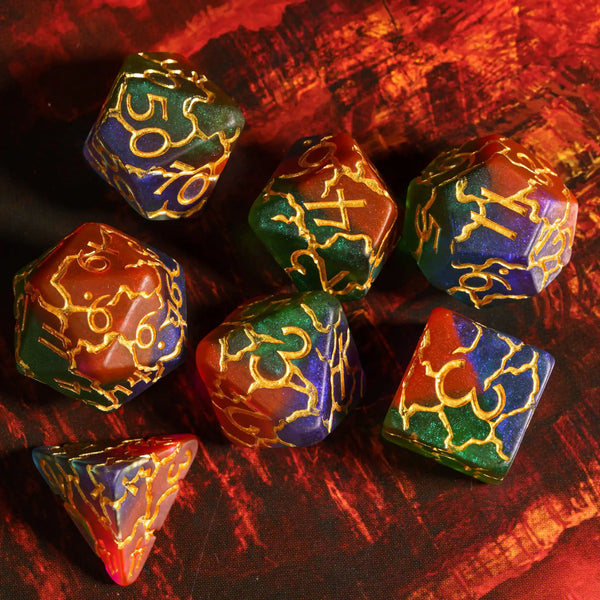 Frosted Crack Resin Polyhedral Dice Set (7 Pieces)