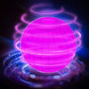 A glowing magenta sphere surrounded by blue light rings, suggesting an LED flying ball boomerang.