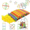 A set of colorful interlocking building straws and connectors used for creative STEM play.