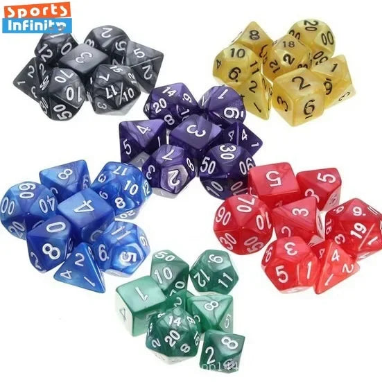 Colorful Pearl Polyhedral Dice Set for Tabletop RPGs