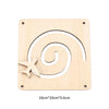 A light wood Montessori busy board featuring a white spiral cutout and an attached wooden shape for sensory learning.