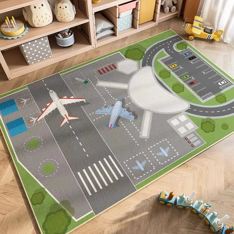 Cartoon City Traffic Play Mat for Kids – Soft & Anti-Slip Decorative Floor Rug