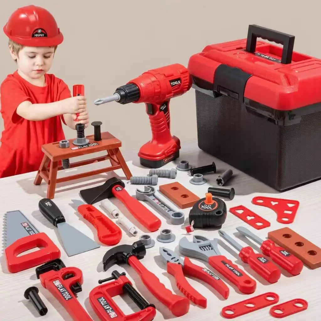 Kids Repair Toolbox Toy Set – Pretend Play Engineering Tools with Drill