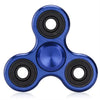 A blue aluminum alloy fidget spinner with precision bearings and a hexagonal design.