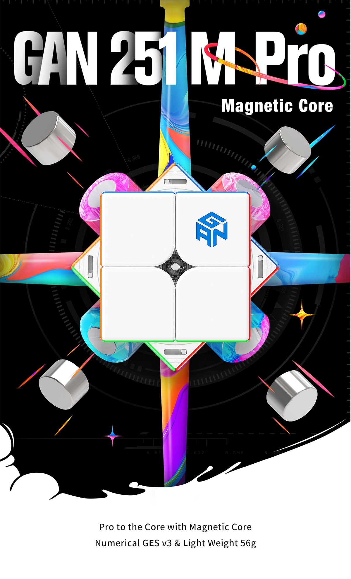 GAN251 M Pro 2x2 Magnetic Speed Cube