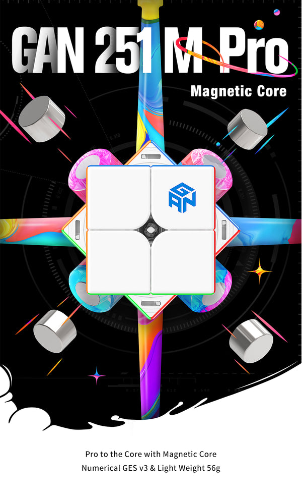 A close-up view of the GAN 251 M Pro magnetic core puzzle, showing its structure and components.