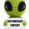 Handmade crochet positive alien pocket hug gift in lime green color
