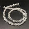 A string of clear, faceted crystal beads used for jewelry making.