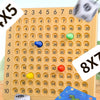 A puzzle board game featuring dice and tiles designed for innovative multiplication learning.