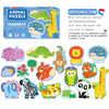 A set of animal magnets and puzzles featuring various animals like giraffe, hippo, zebra, and lion for children's learning.