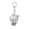 Acrylic keychain featuring an anime character with light blue hair and pink accents.