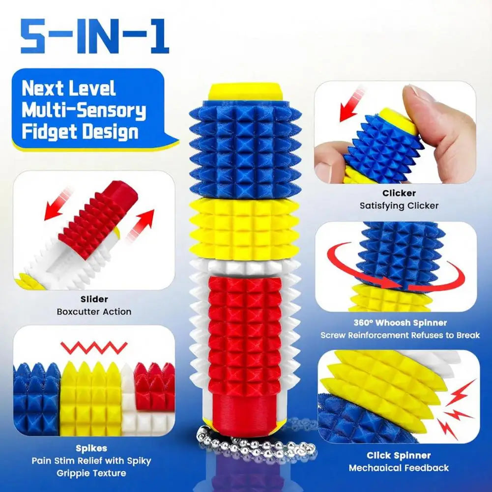 5-in-1 Spiked Roller Fidget Toy for Stress Relief and Focus