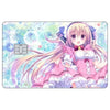 Anime girl illustration with long pink hair and a pink dress against a light, sparkling background.