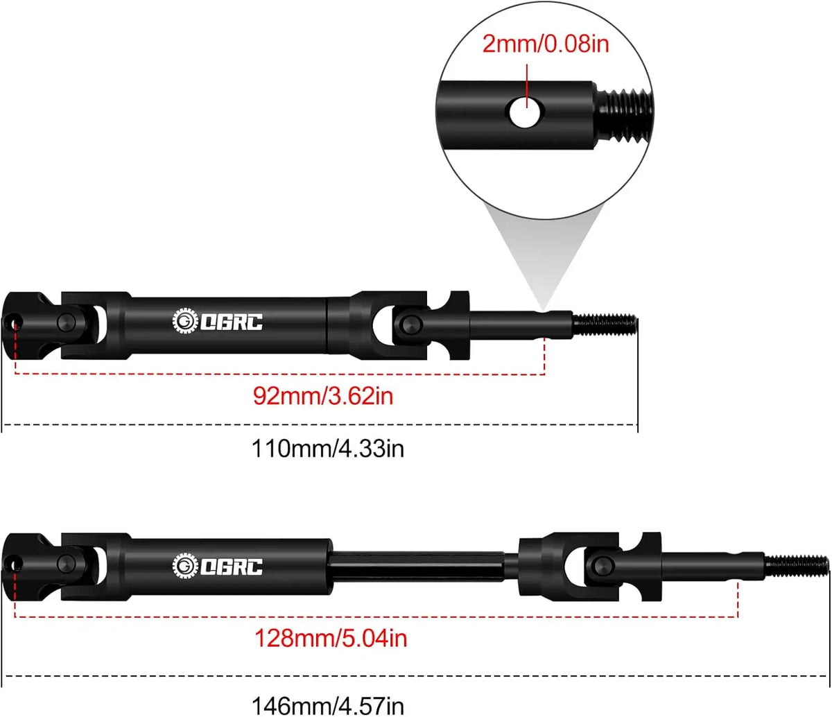 Heavy-Duty Steel Driveshaft Set for 1/10 RC Trucks