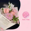 A bouquet of pink and white flowers in natural wrapping paper with a dark pink color swatch.