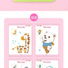 A pink drawing workbook for preschoolers featuring a cute panda character and various animal tracing pages.