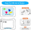 Diagram showing how to fill air and water in an inflatable baby play mat for tummy time