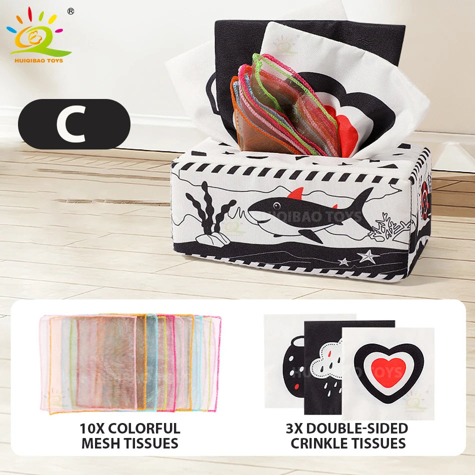 Soft Fabric Pull-and-Play Tissue Box Toy for Babies