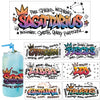 A collection of zodiac sign graffiti art stickers featuring Sagittarius, Capricorn, Pisces, Libra, Leo, Gemini, and Taurus.