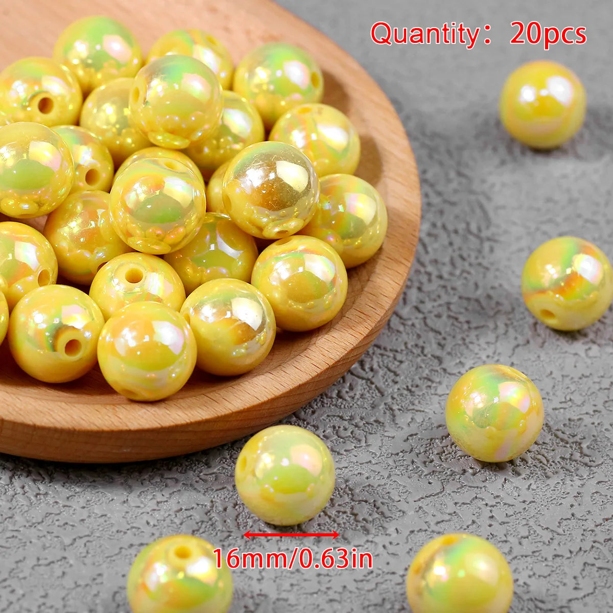 Iridescent Acrylic Round Beads for Jewelry Making (16mm, 20-Pack)