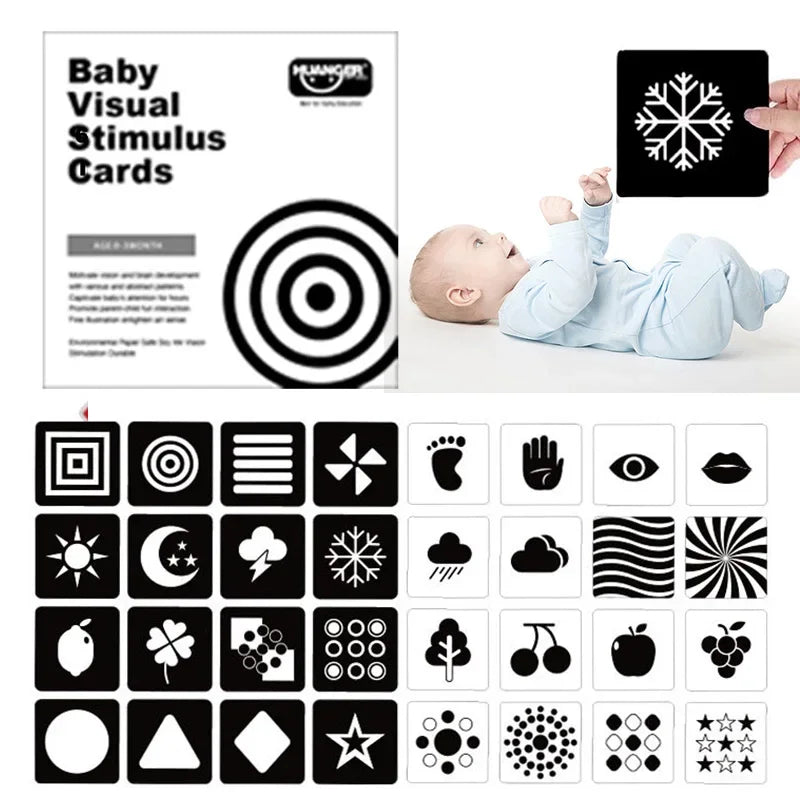 High Contrast Black and White Flash Cards for Baby Visual Development