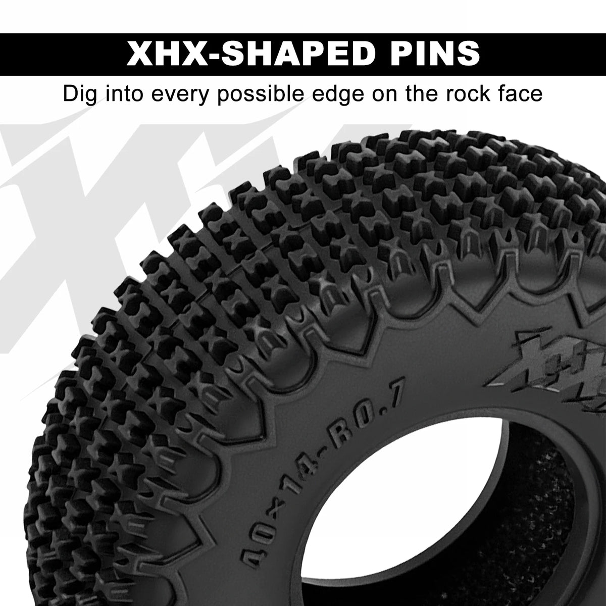 INJORA 40x14mm XHX Pin Tires for 1/30 RC Crawler (Set of 4)