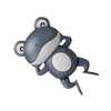 A gray and white wind-up swimming turtle bath toy.