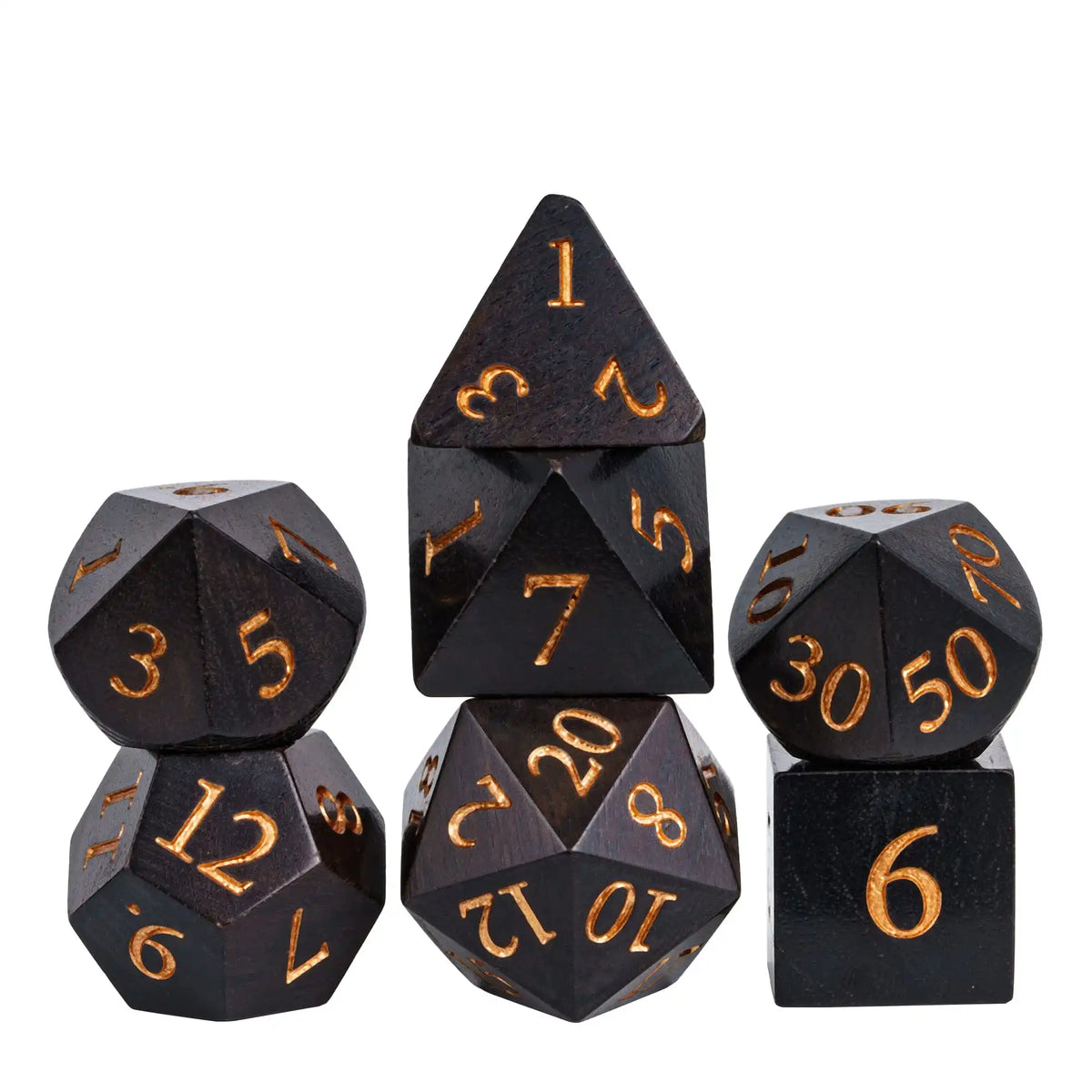 Wooden Polyhedral Dice Set for Tabletop RPGs