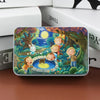 A rectangular jigsaw puzzle featuring woodland animals and a sun in a forest setting.