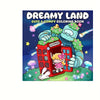 A colorful illustration of a cute, green-covered alien character holding a red telephone in a dreamy landscape.