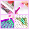 Diamond painting kit featuring pink and green beads on a grid background for cross stitch art