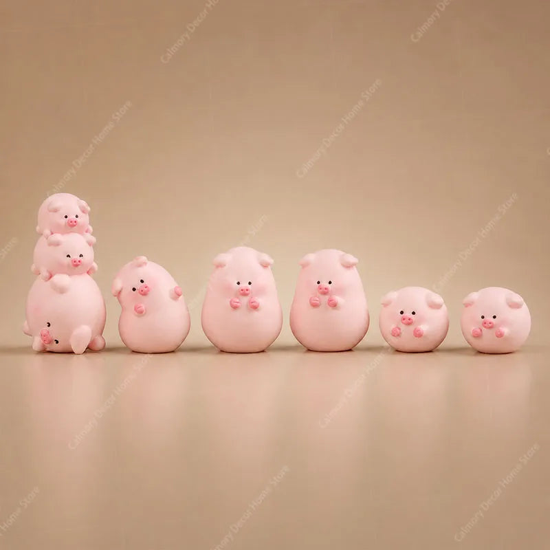 Cute Mini Piggy Resin Figurine for Desk, Shelf & Garden Decor