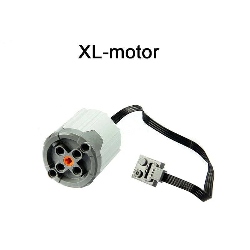 An XL-motor with a black wire connected to a silver housing.