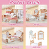 Dollhouse Furniture Set for Pretend Play – 3-Room Miniature Collection
