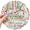 A hand holds a circular floral lace PET sticker pack featuring roses and morning glory vine decor.