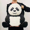 A lifelike building block panda 3D model set made of black and white blocks.