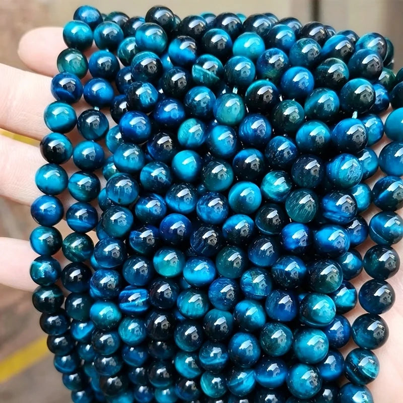Genuine Tiger Eye Stone Beads for Jewelry Making – Round 8mm, 15" Strand