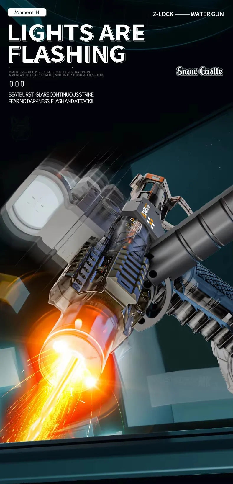 Electric Water Gun with Long-Range Shooting and Light Effects