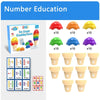 A box of ice cream counting cones and individual cones for number education learning