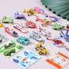 A collection of colorful 3D DIY cardboard puzzle sets featuring animals, dinosaurs, insects, and vehicles.