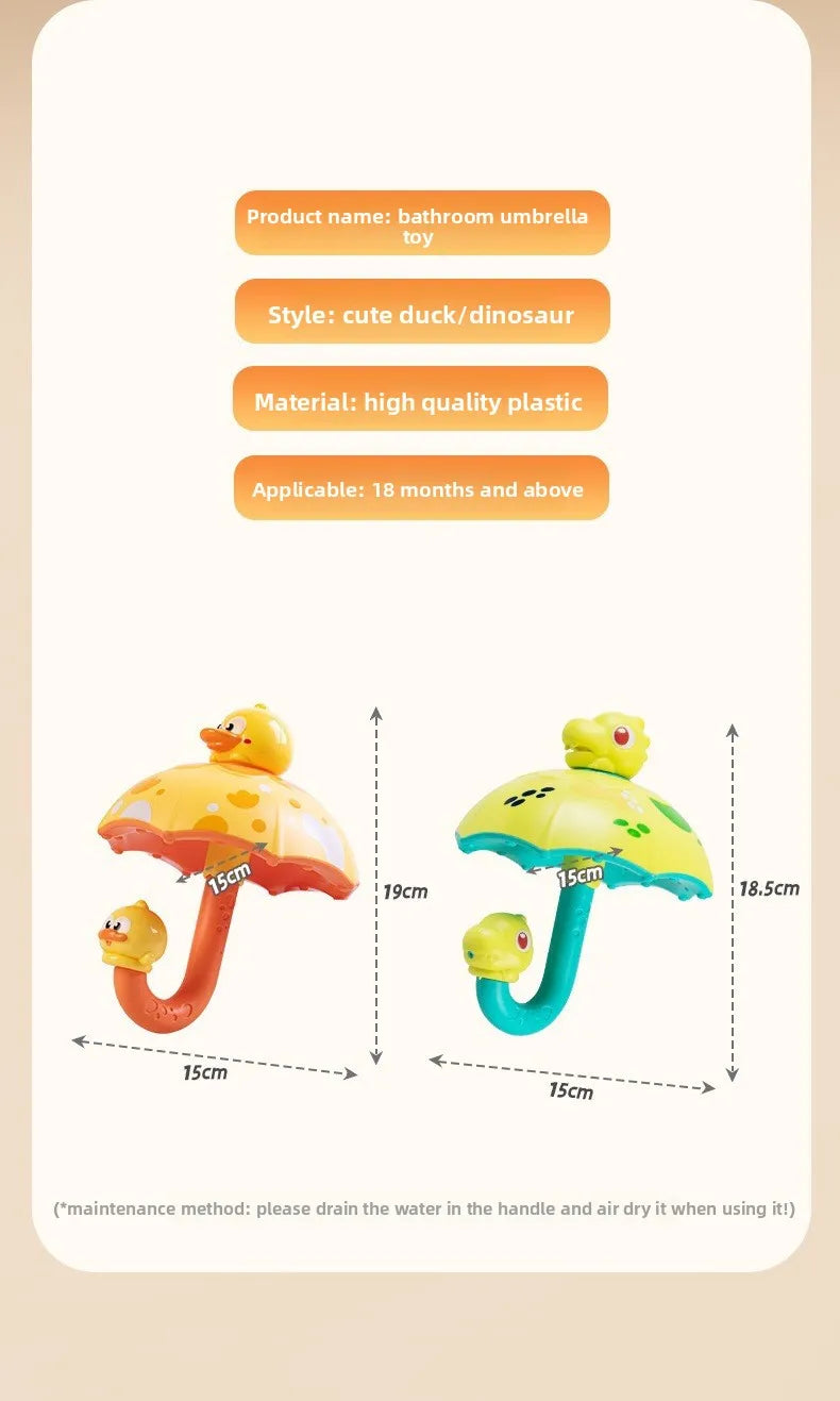 Rotating Water Umbrella Bath Toy for Toddlers – Duck & Dinosaur Sprinklers
