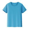 A light blue short-sleeved t-shirt for kids, made of soft cotton.