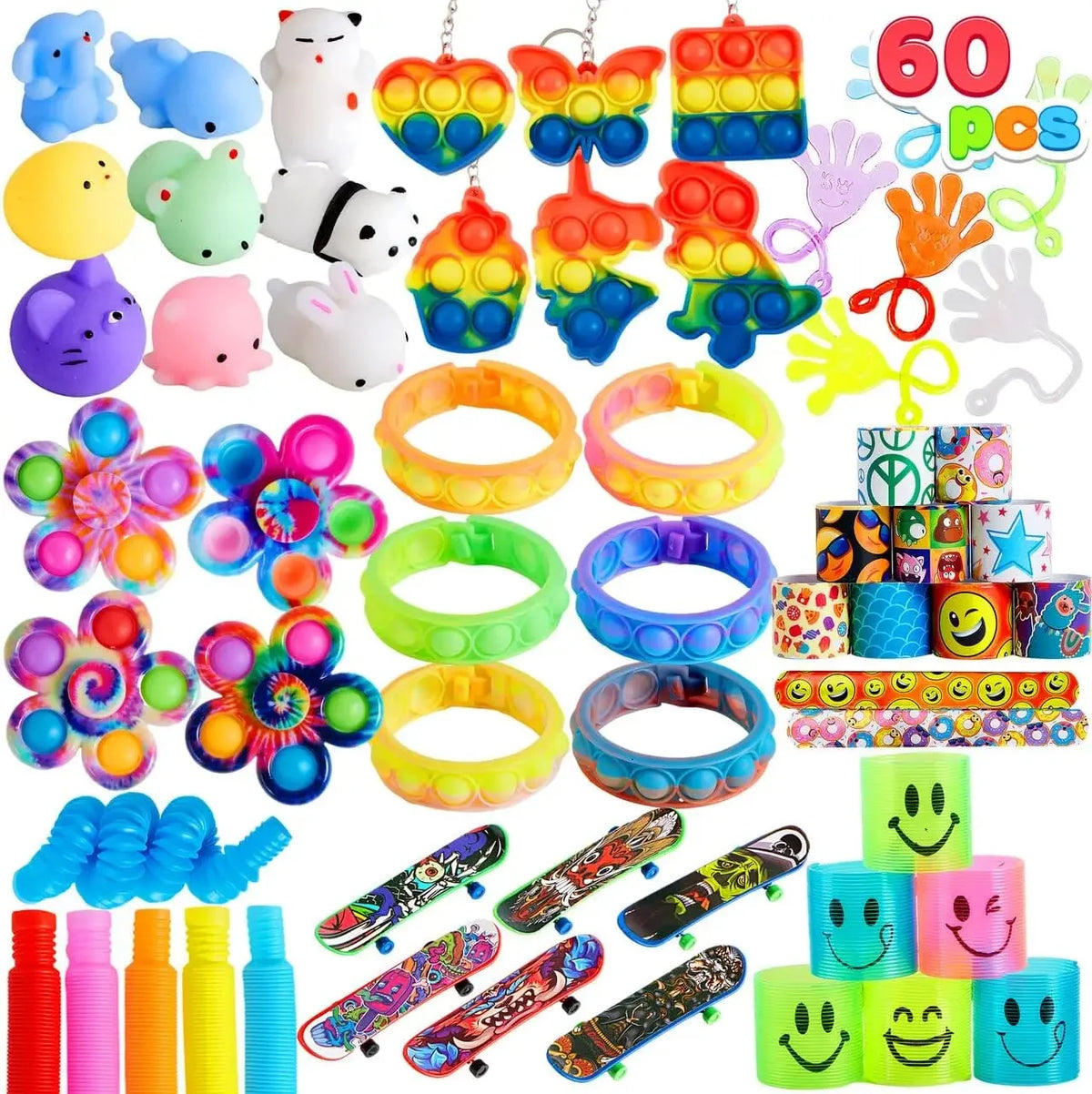 60-Pack Sensory Fidget Toys Set for Kids and Adults – Stress Relief Party Favors