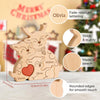 A wooden elk family name puzzle decoration featuring three figures, made of beech wood with fade-resistant lettering and roun