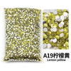 Bag of lemon yellow flat-back resin rhinestones for DIY craft and nail art