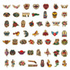 A collection of retro tattoo and cartoon stickers for laptops, luggage, and more