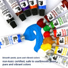 A collection of 12 watercolor and glass paint tubes in various colors displayed on a white surface.